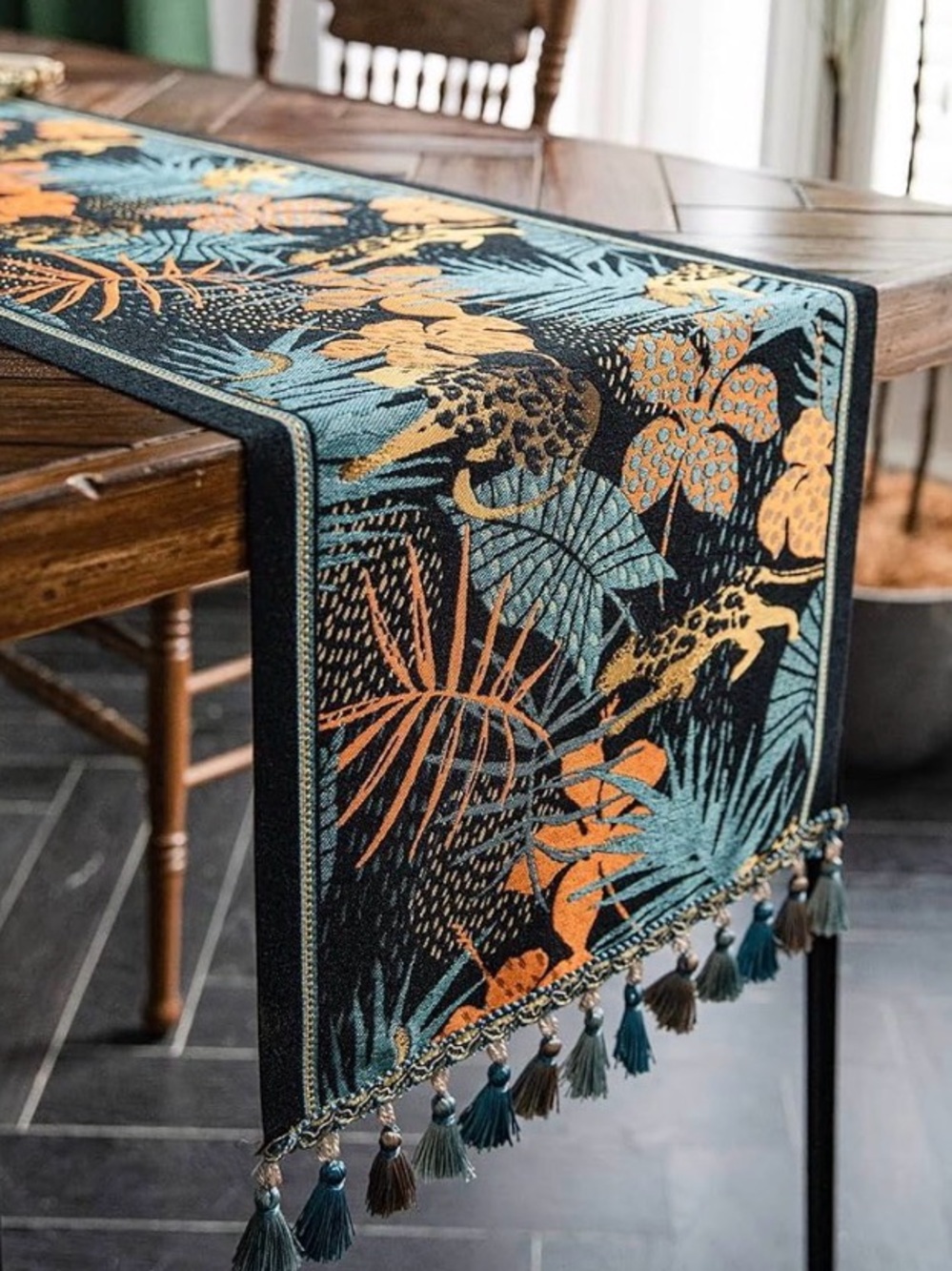NWOT Boho Jungle Table Runner with Tassels